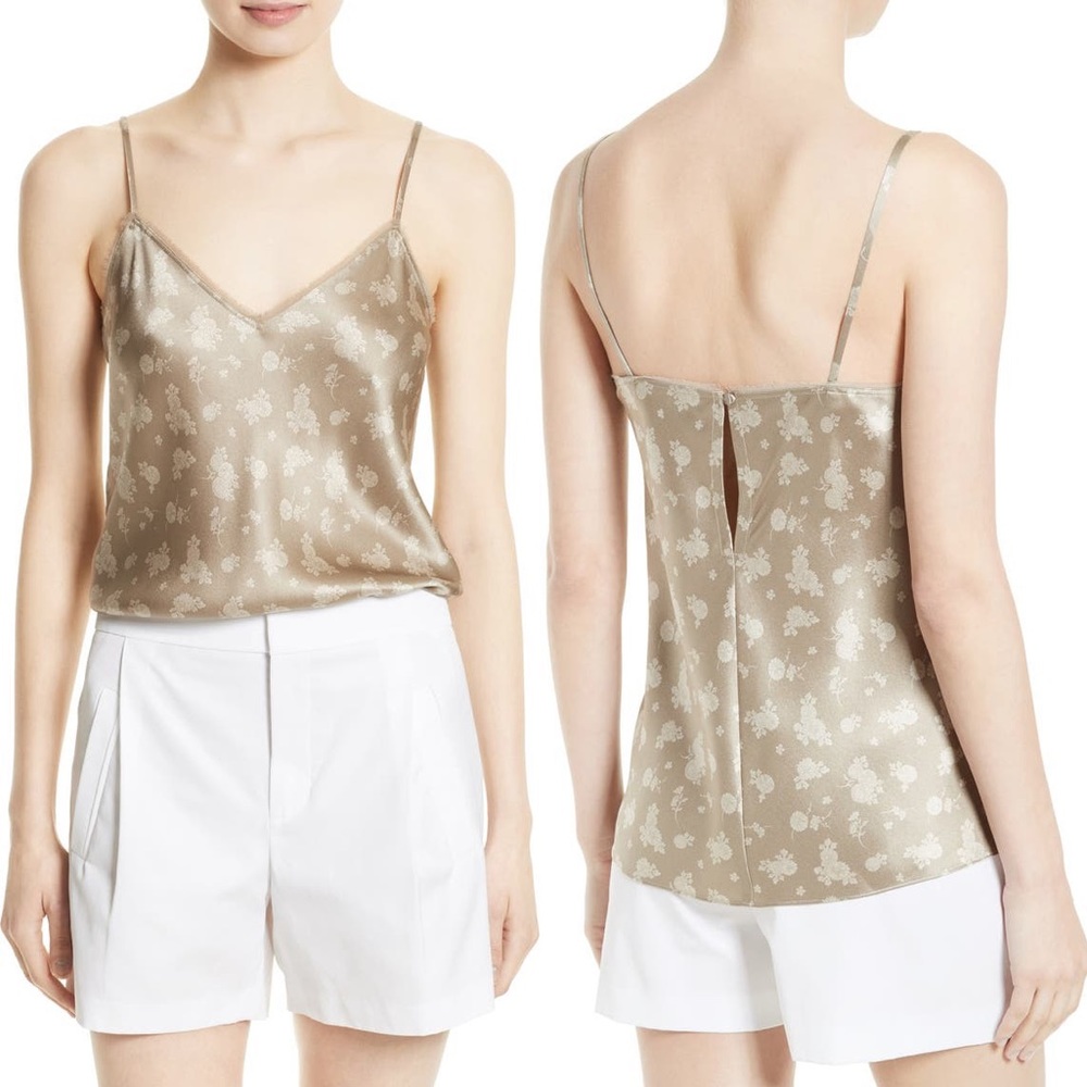 NWT Vince Calico Floral Silk Satin V-Neck Camisole womens Size Large